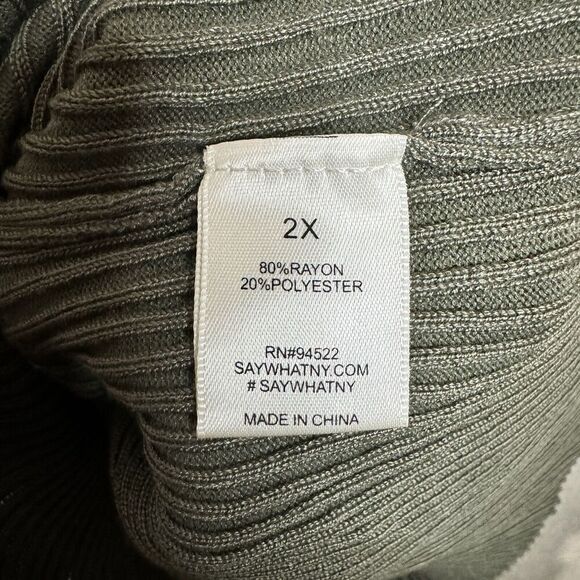 Say What Sweater Knit Dress Woman 2X Army Green Pullover Cold Shoulder Dress NWT - Picture 10 of 15
